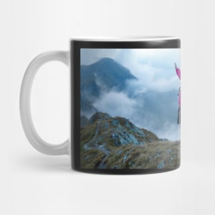 Woman backpacker hiking on a trail Mug